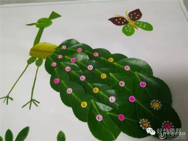 树叶粘贴画图片，树叶粘贴画图片大全简单又漂亮蝴蝶